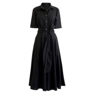 J Crew Black Tie Waist Shirt Dress